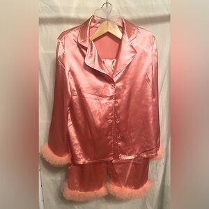 Satin Pink Pajama Set sz.M Ultra Girly Feminine tulle Barbie core bride party